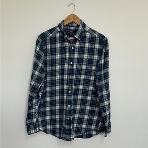 Men’s Vineyard Vines Flannel Blue and Green Plaid Whale Shirt Size Medium‎ EUC